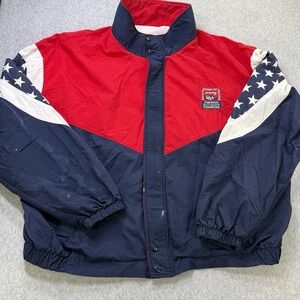 Vintage 90s Fleetwood USA Flag Jacket 1995-96 Division Champions‎ Patriotic